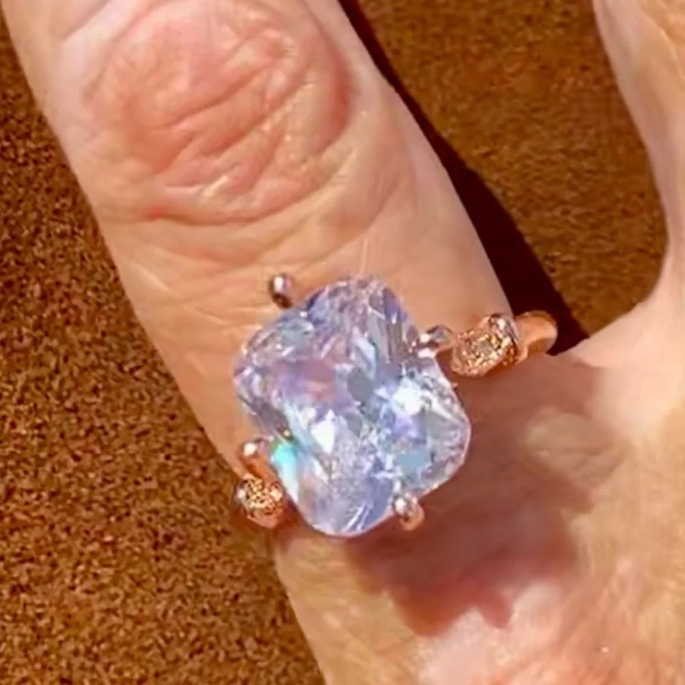 Art Deco Vintage Faceted Moissante & Rose Gold Vermiel Ring Sizes 7-8 or 9 - Picture 3 of 9